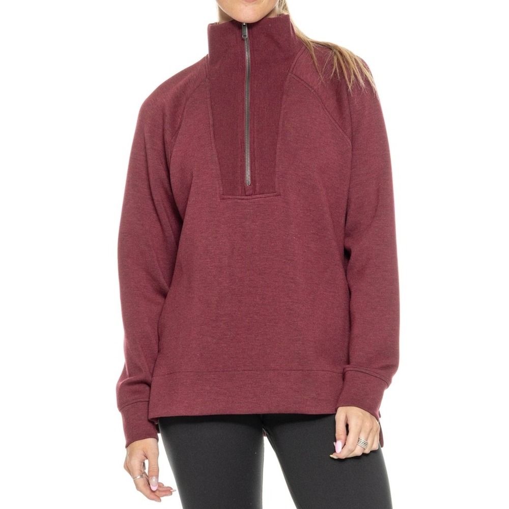 Spanx AirEssentials Tunic Sweater - Zip Neck Cassis Heather Womens Size Small